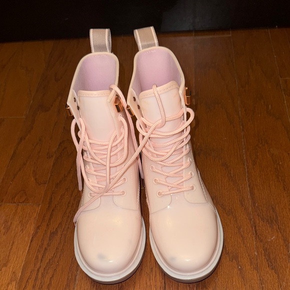 Michael Kors Pink Combat Boots with Textured Finish - Picture 3 of 6